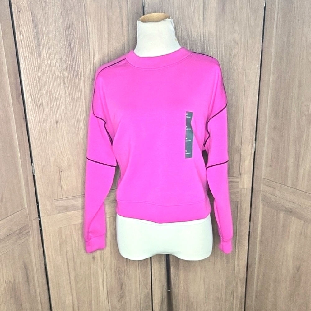 Women Sport Pullover Fuchsia Vibrant Pink Sweatshirt Activewear